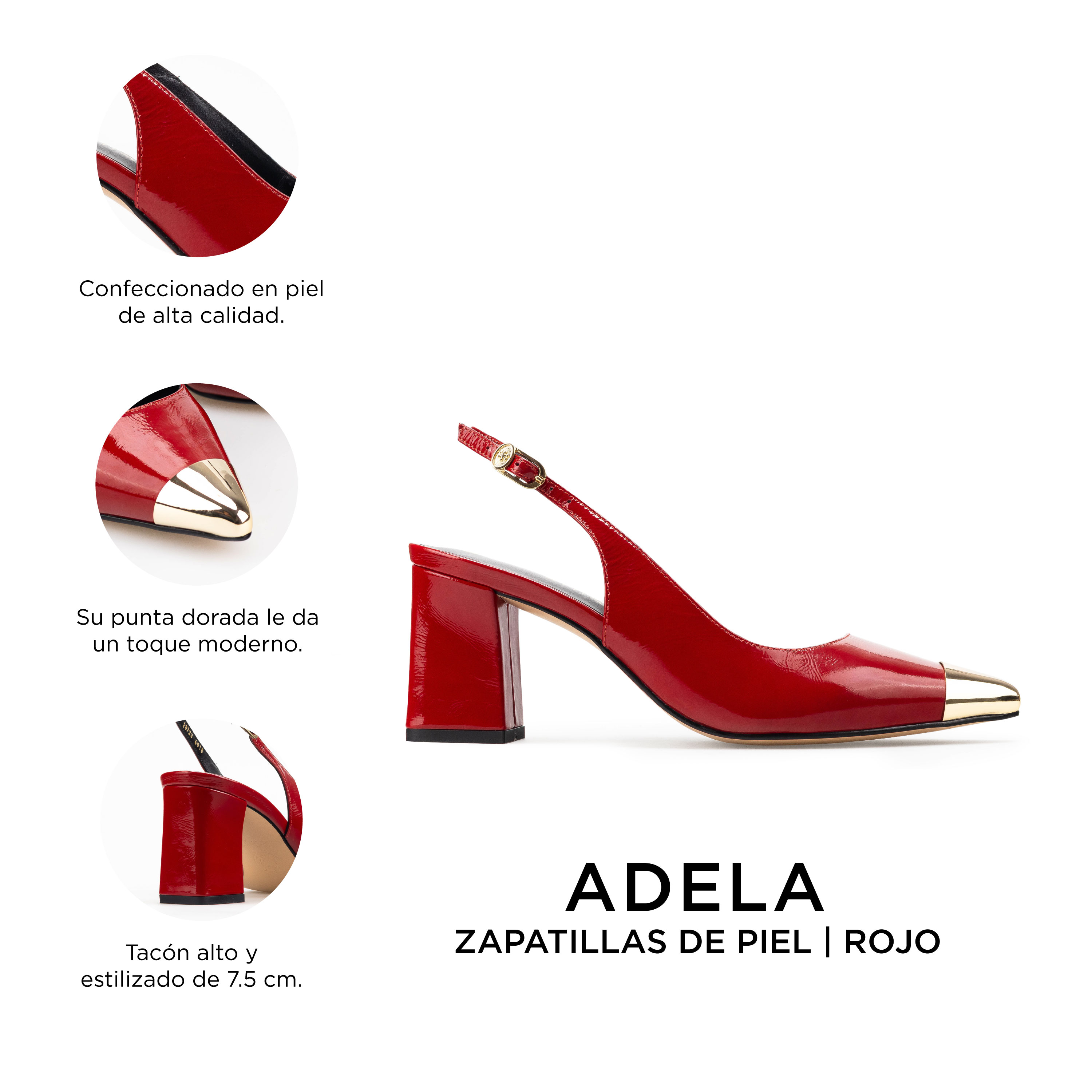 Zapatillas De Tacón Elegantes Para Mujer De Piel Davenia Mod. Adela
